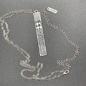 Jilzarah Handmade Silver Tone Long Chain Clay Pendant Necklace Reversible